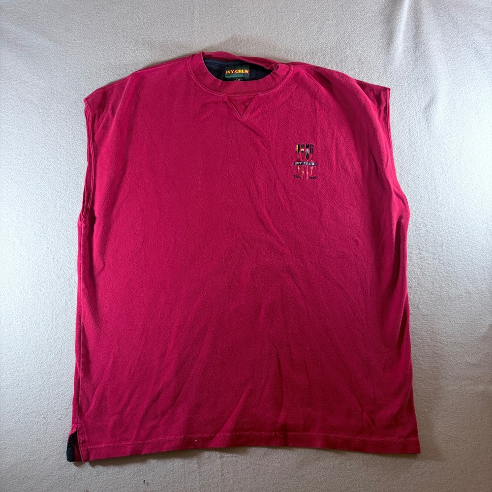 Ivy Crew Mens XL Red Sleeveless Crewneck Cotton T-Shirt Rowing Logo Vintage 90s